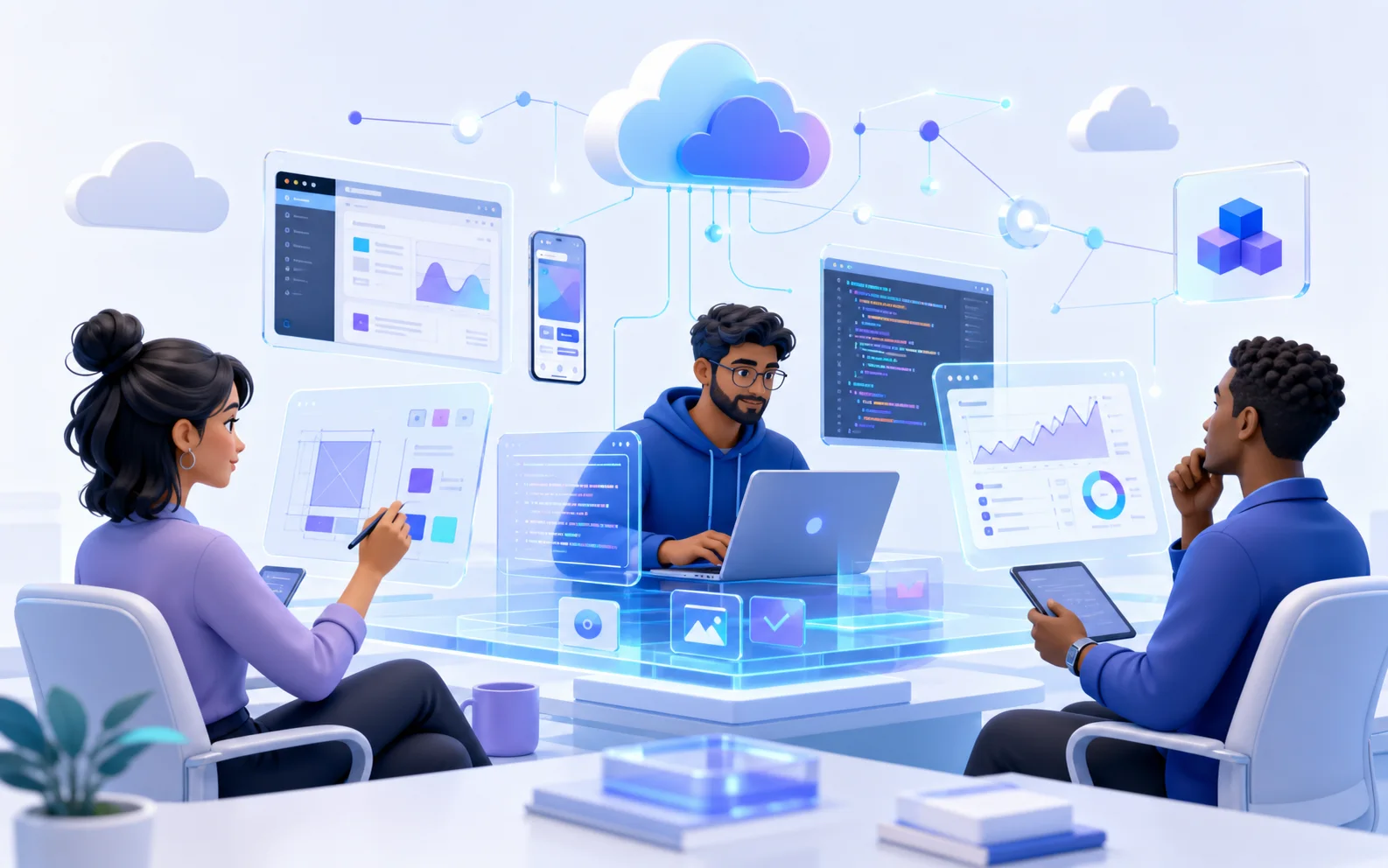 Diverse Brother365 software team collaborating around digital products